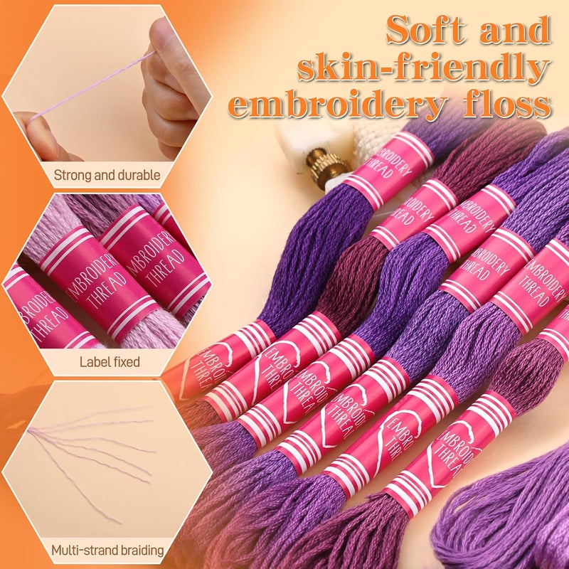 Dercuy Embroidery Floss,12 Skeins Purple Embroidery Thread,Friendship Bracelet String for DIY Making,Embroidery Crafts - Image 3